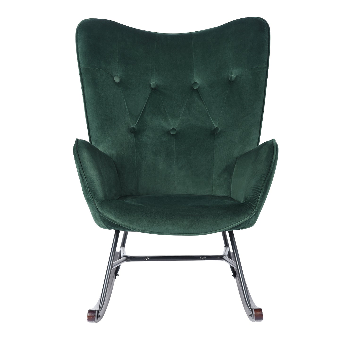 Rocking Accent Chair Fabric Velvet Wooden Legs Armrest Epping