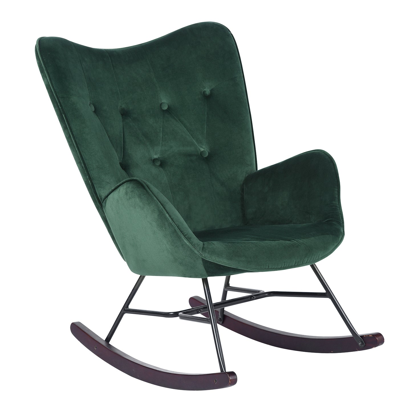 Rocking Accent Chair Fabric Velvet Wooden Legs Armrest Epping