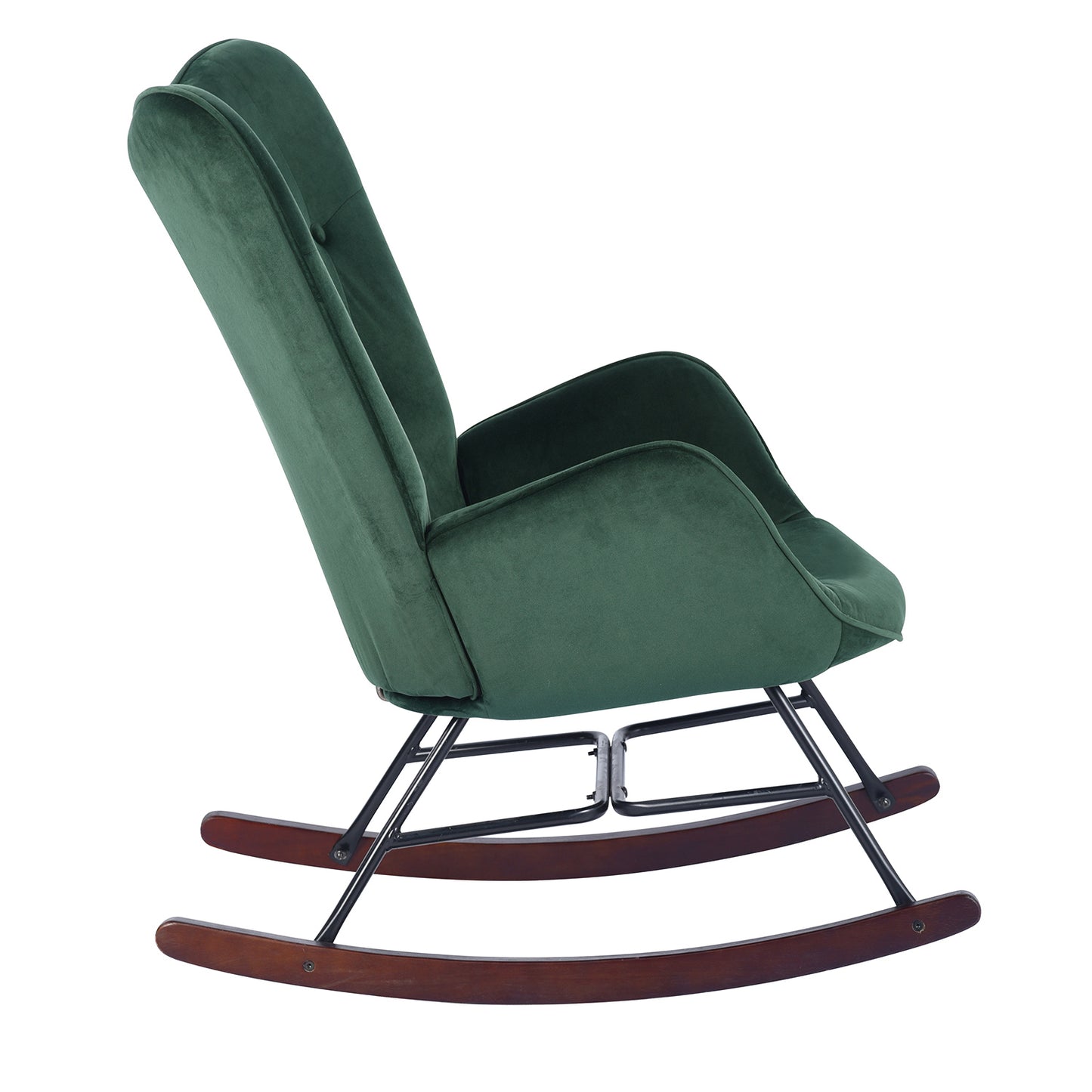 Rocking Accent Chair Fabric Velvet Wooden Legs Armrest Epping