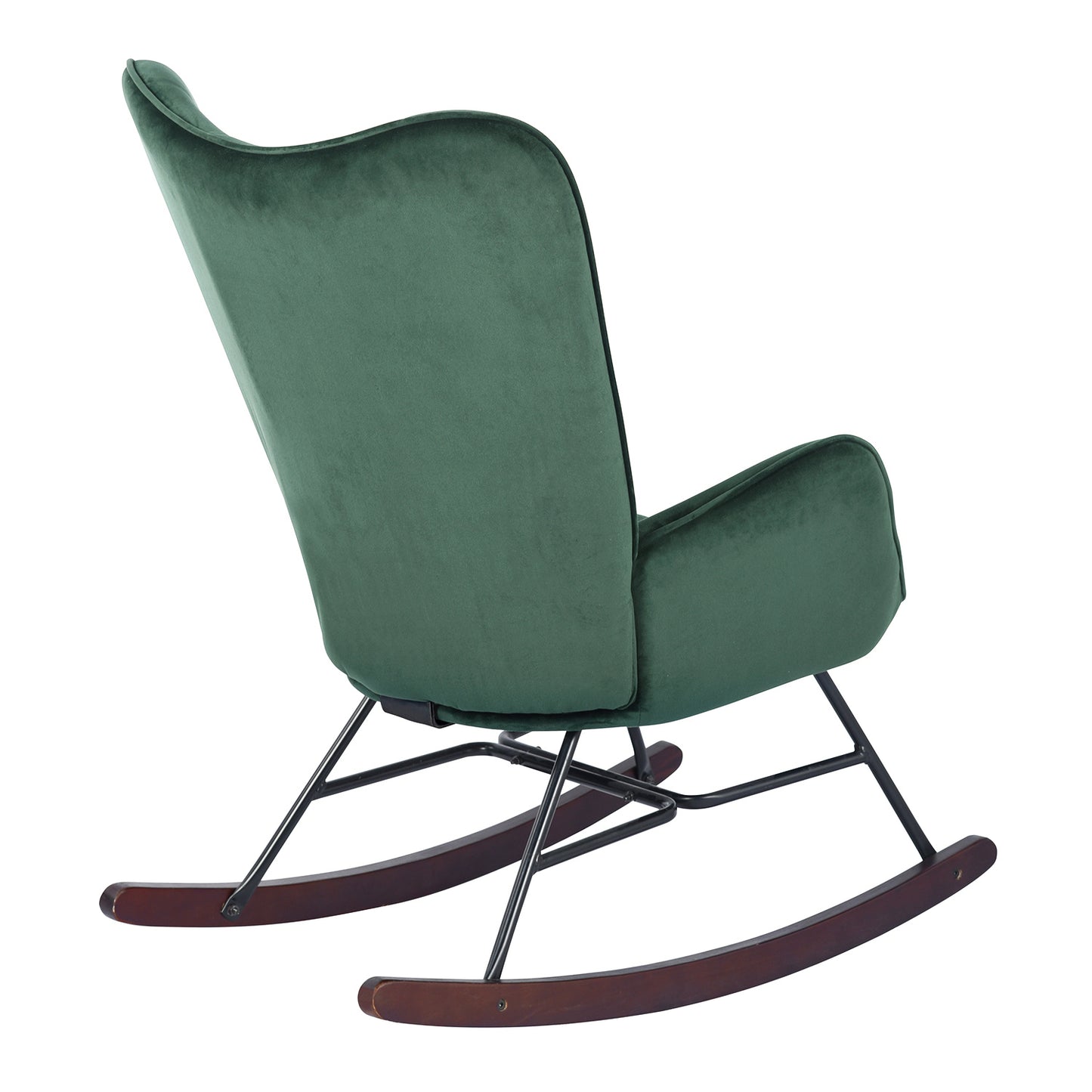 Rocking Accent Chair Fabric Velvet Wooden Legs Armrest Epping