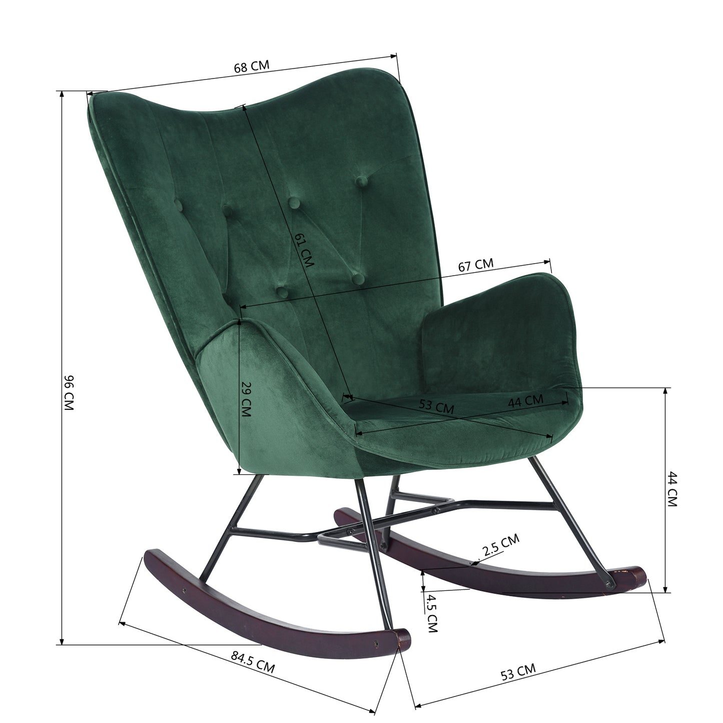 Rocking Accent Chair Fabric Velvet Wooden Legs Armrest Epping