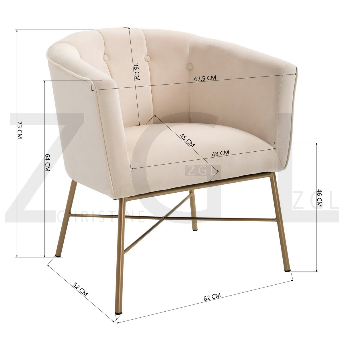 Modern Tufted Accent Chair Golden Legs Barrel Chair Falette