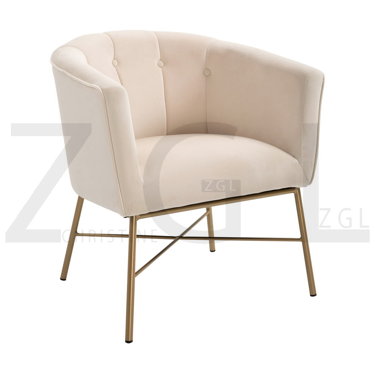 Modern Tufted Accent Chair Golden Legs Barrel Chair Falette