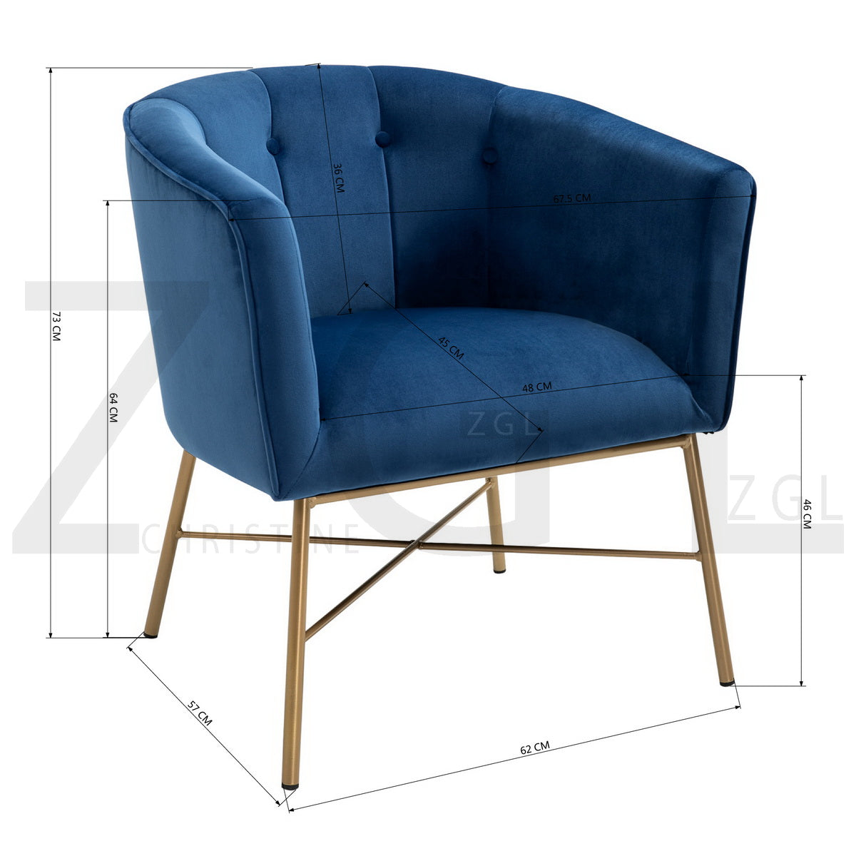 Modern Tufted Accent Chair Golden Legs Barrel Chair Falette