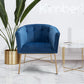 Modern Tufted Accent Chair Golden Legs Barrel Chair Falette