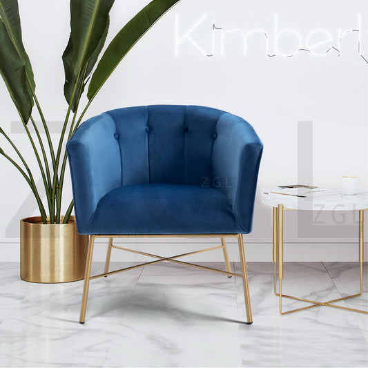 Modern Tufted Accent Chair Golden Legs Barrel Chair Falette