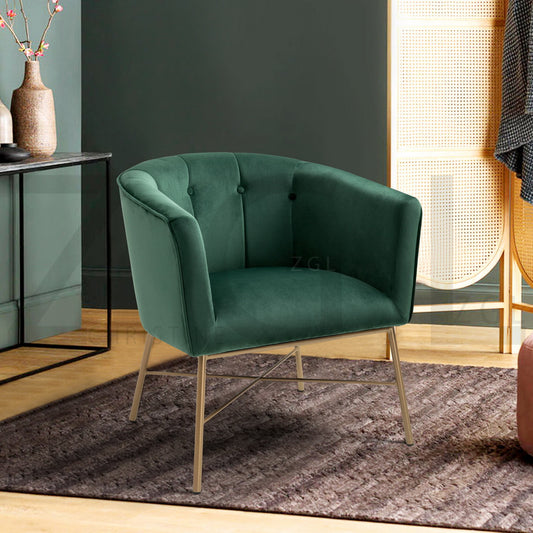 Modern Tufted Accent Chair Golden Legs Barrel Chair Falette