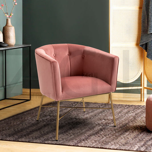 Modern Tufted Accent Chair Golden Legs Barrel Chair Falette