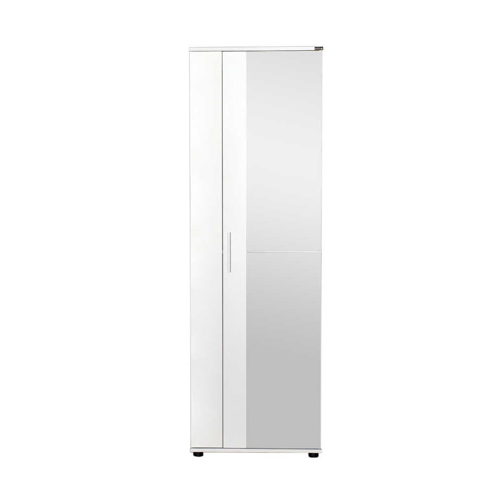 Shoe Cabinet W/ Ten Adj. Shelves & Two Doors & Mirror White SHC