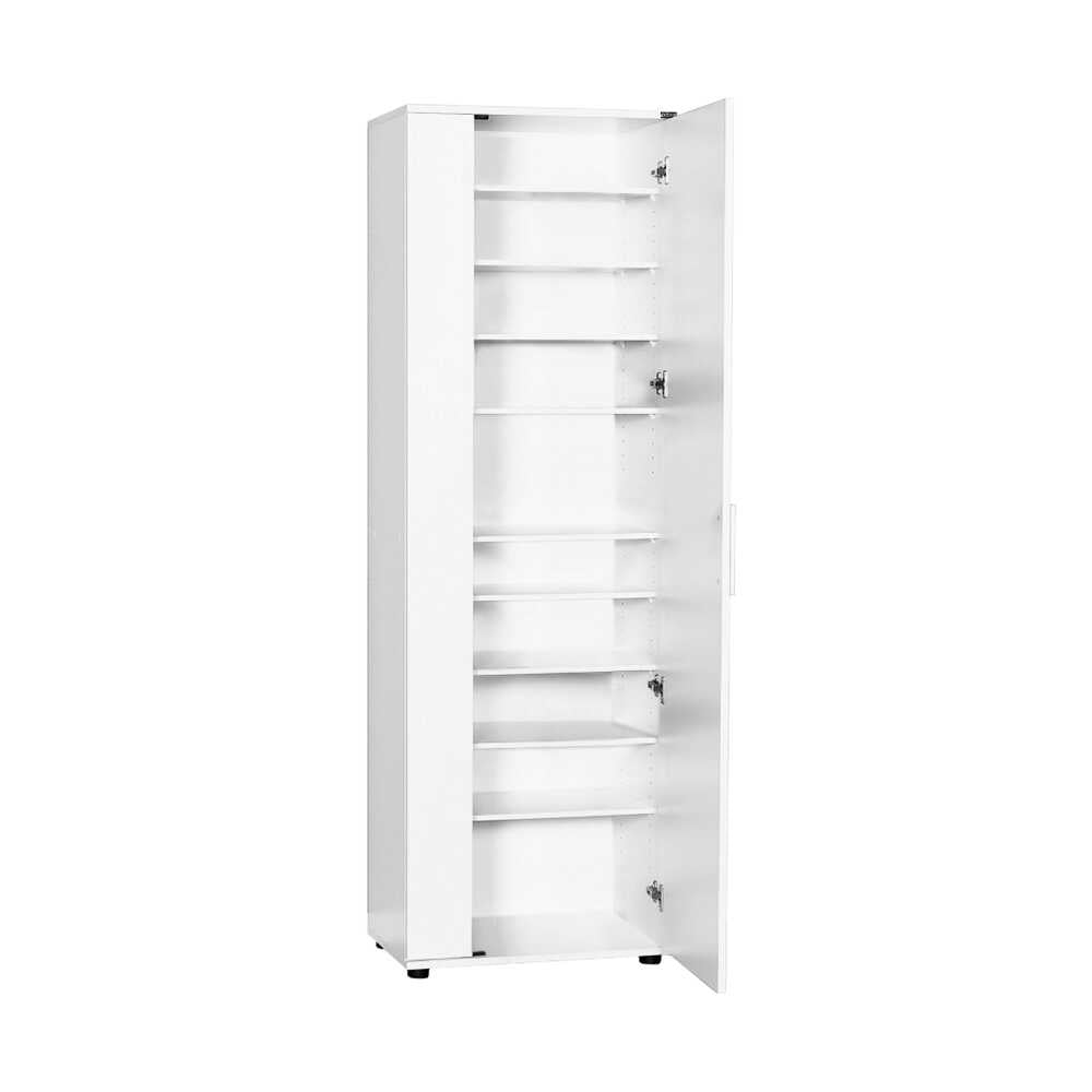 Shoe Cabinet W/ Ten Adj. Shelves & Two Doors & Mirror White SHC
