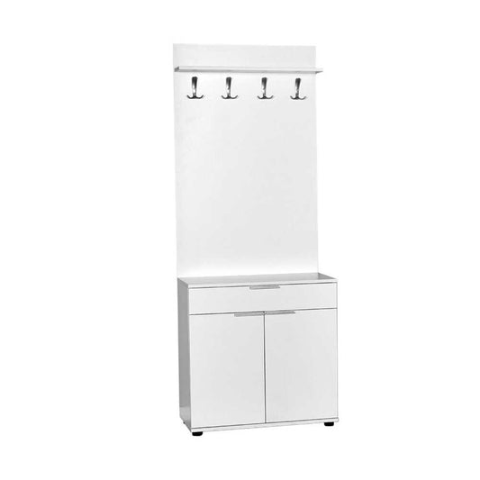 Hallstand & Shoe Cabinet W/ One Drawer & Two Doors White PRT
