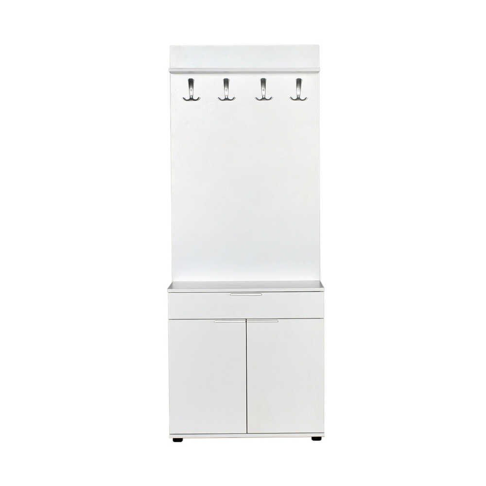 Hallstand & Shoe Cabinet W/ One Drawer & Two Doors White PRT