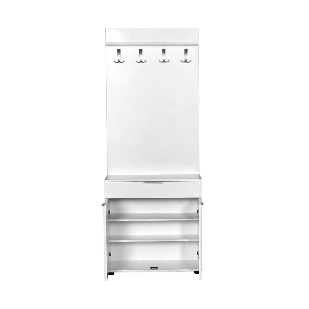 Hallstand & Shoe Cabinet W/ One Drawer & Two Doors White PRT