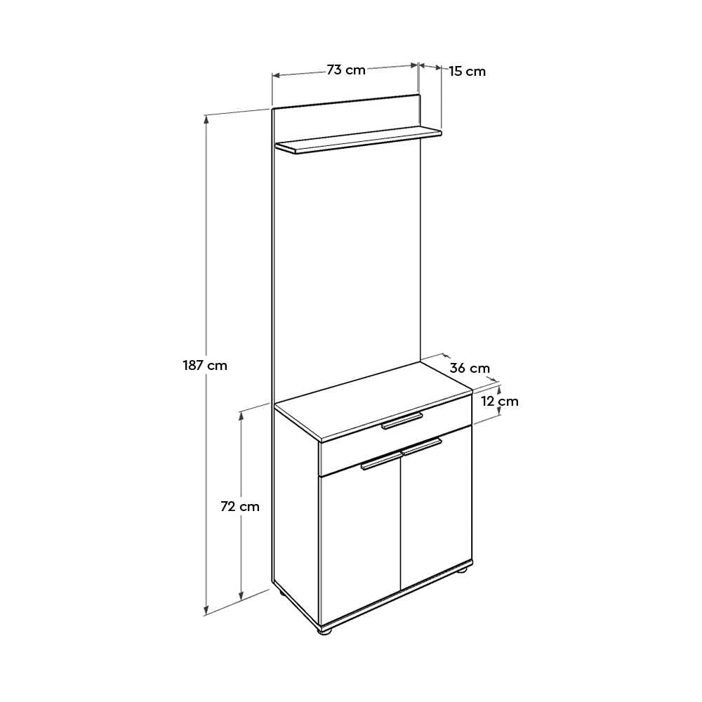 Hallstand & Shoe Cabinet W/ One Drawer & Two Doors White PRT