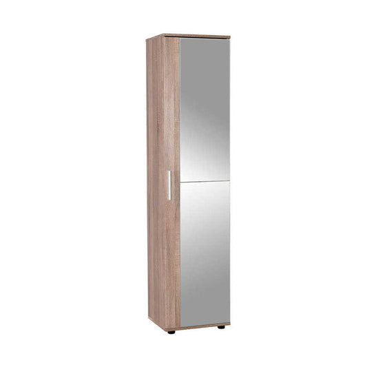 Shoe Cabinet W/ Ten Adj. Shelves & One Door & Mirror Latte SHC
