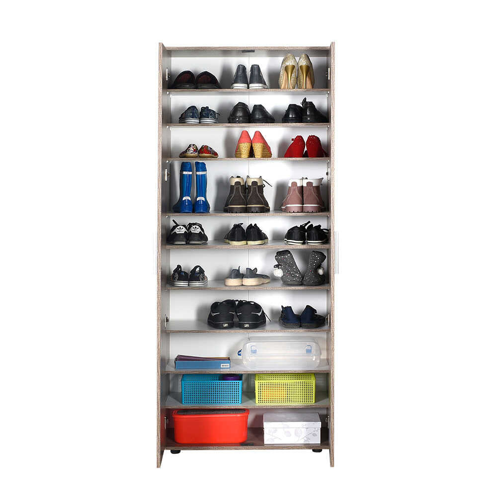 Shoe Cabinet W/ Ten Adj. Shelves & Two Doors Latte SHC