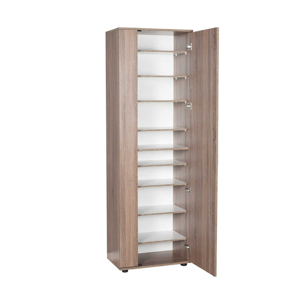 Shoe Cabinet W/ Ten Adj. Shelves & Two Doors & Mirror Latte SHC