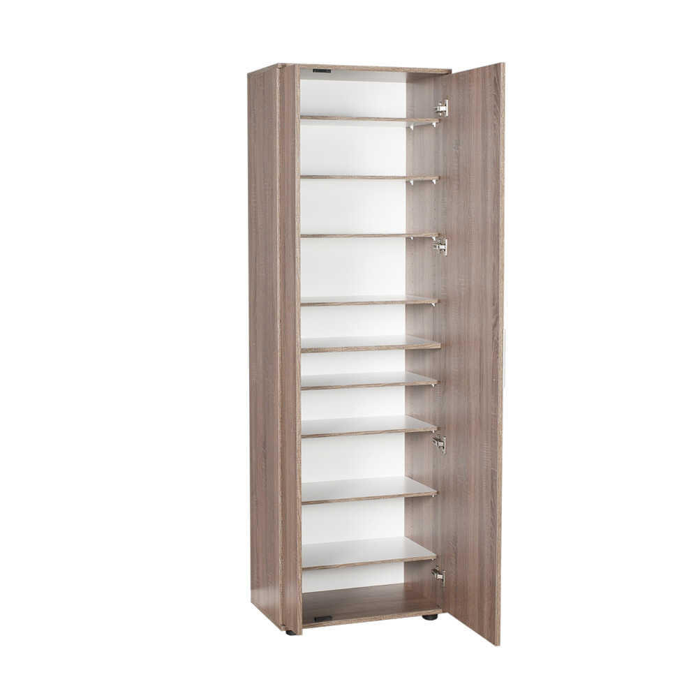 Shoe Cabinet W/ Ten Adj. Shelves & Two Doors & Mirror Latte SHC