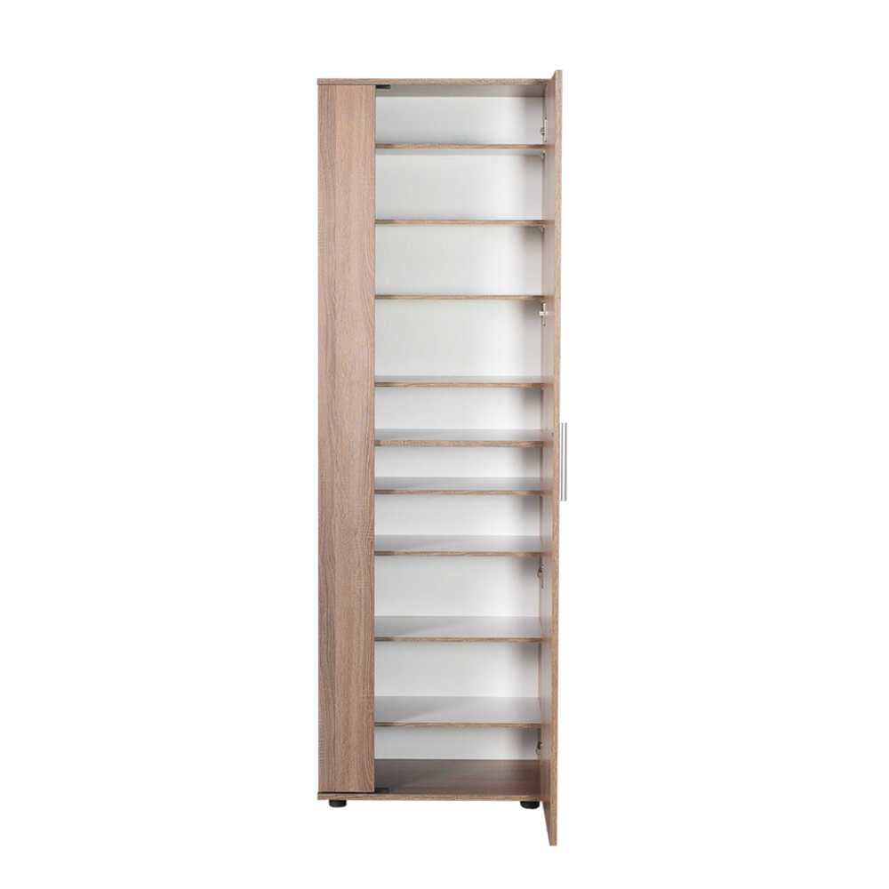 Shoe Cabinet W/ Ten Adj. Shelves & Two Doors & Mirror Latte SHC