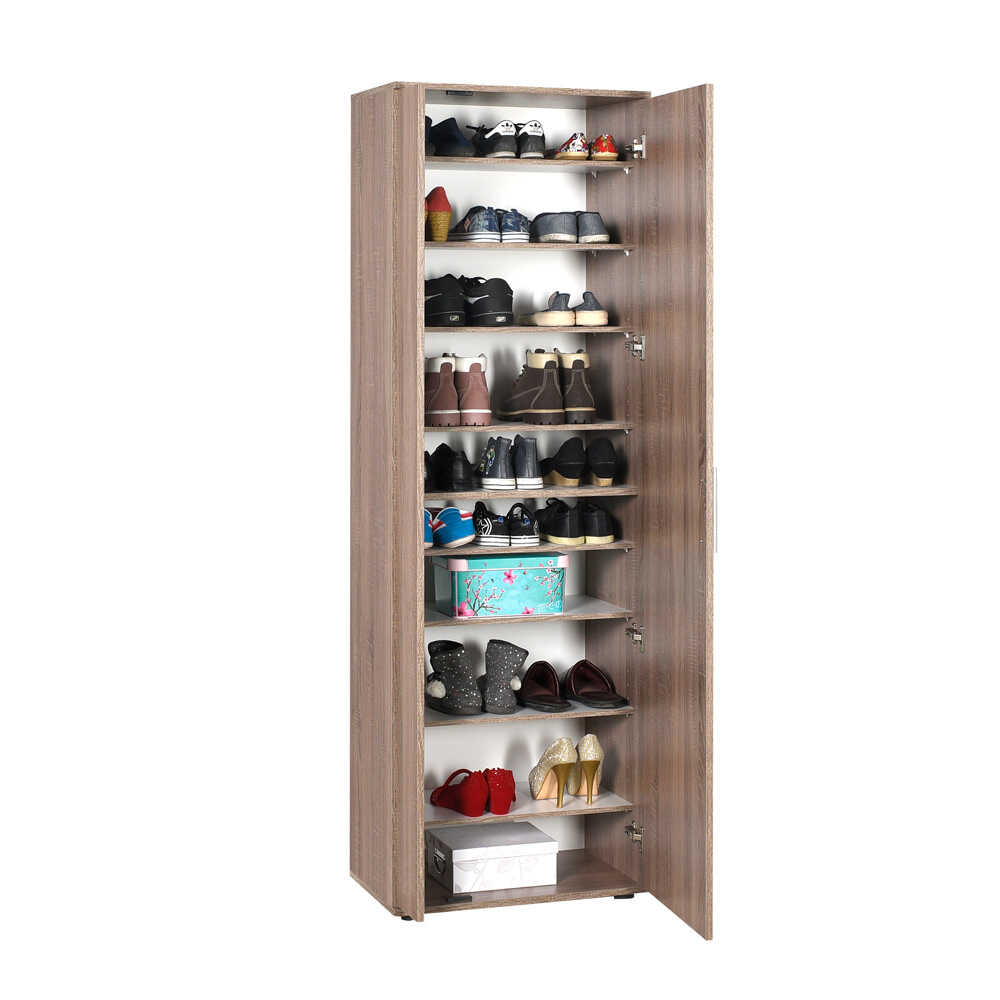 Shoe Cabinet W/ Ten Adj. Shelves & Two Doors & Mirror Latte SHC