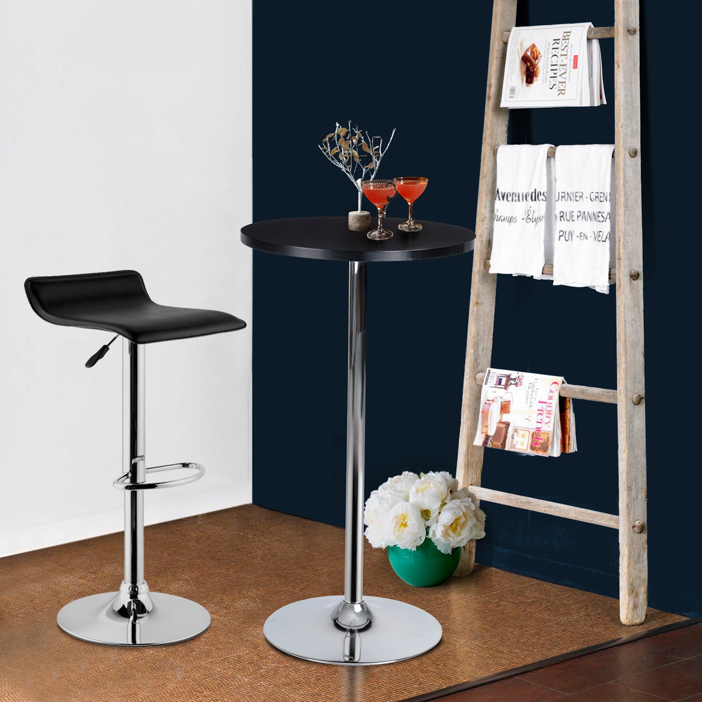 Barstools PVC Seat Swivel Height Adjustable Bar Stools Flanagan