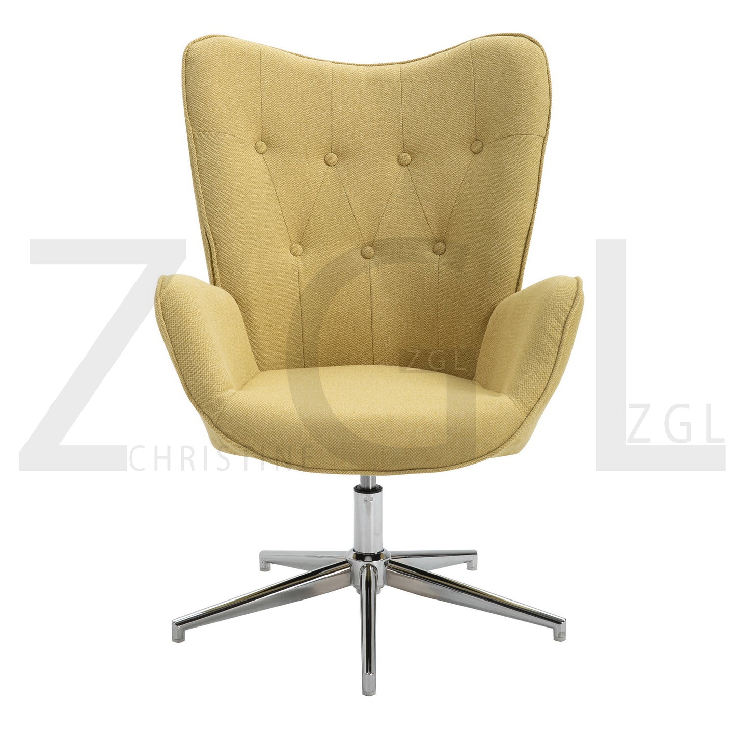 Fabric Accent Chair Modern Tufted Button Wingback Chromed Base Fuchs
