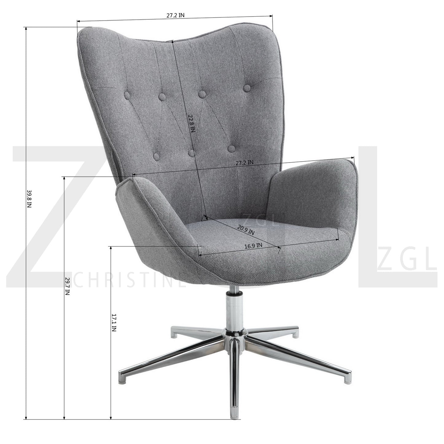 Fabric Accent Chair Modern Tufted Button Wingback Chromed Base Fuchs