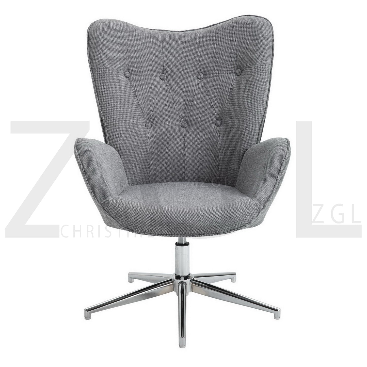 Fabric Accent Chair Modern Tufted Button Wingback Chromed Base Fuchs