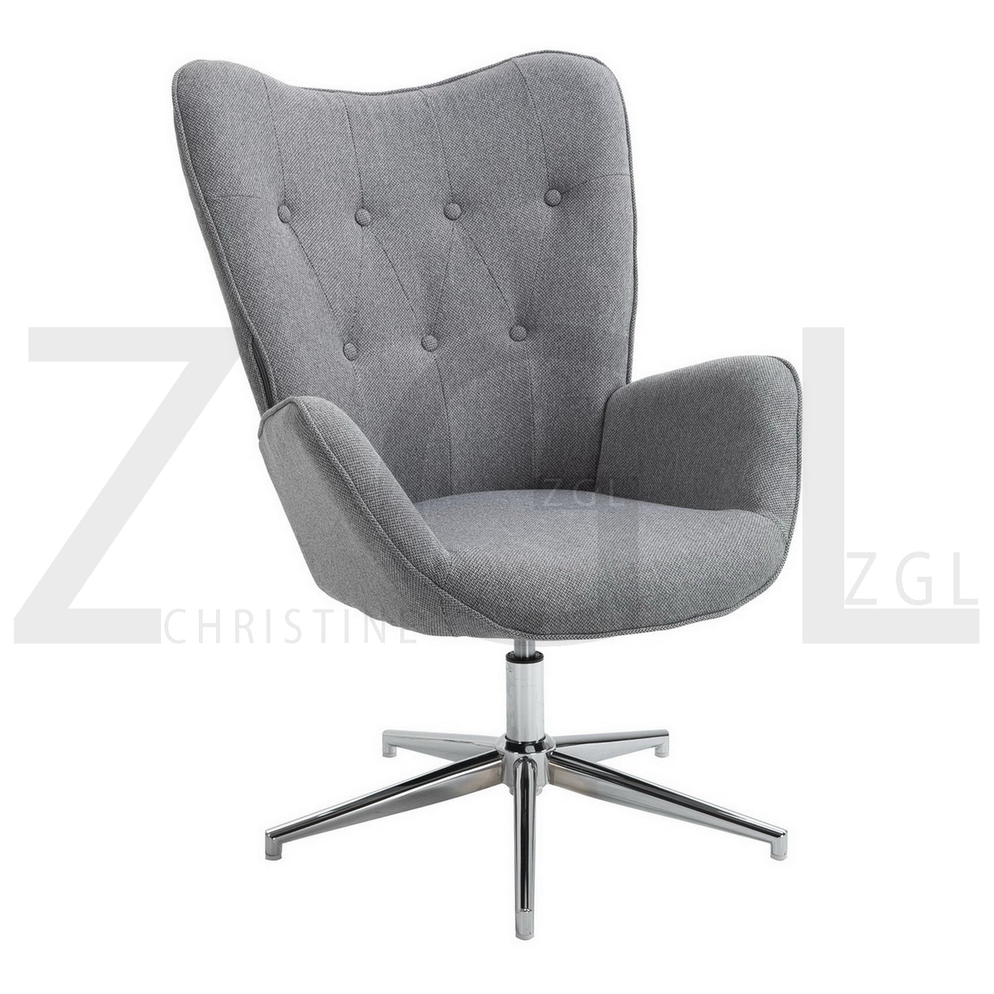 Fabric Accent Chair Modern Tufted Button Wingback Chromed Base Fuchs
