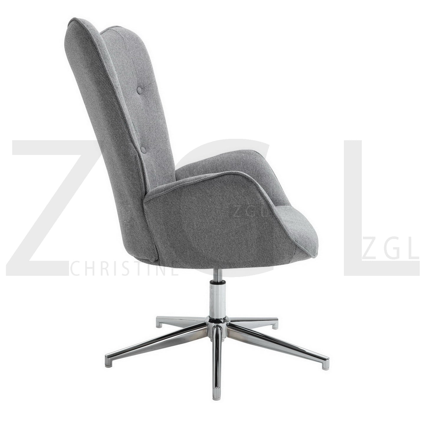 Fabric Accent Chair Modern Tufted Button Wingback Chromed Base Fuchs