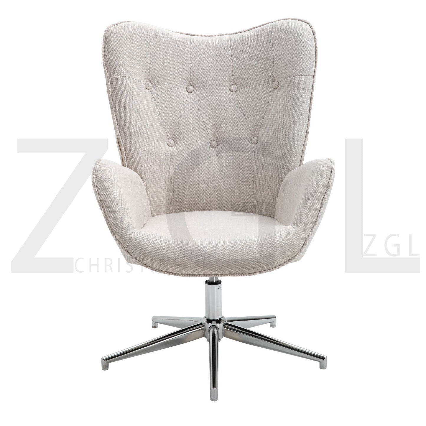 Fabric Accent Chair Modern Tufted Button Wingback Chromed Base Fuchs