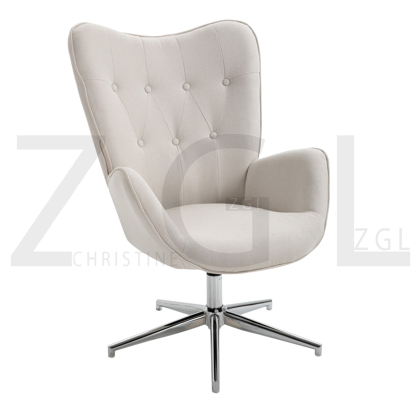 Fabric Accent Chair Modern Tufted Button Wingback Chromed Base Fuchs