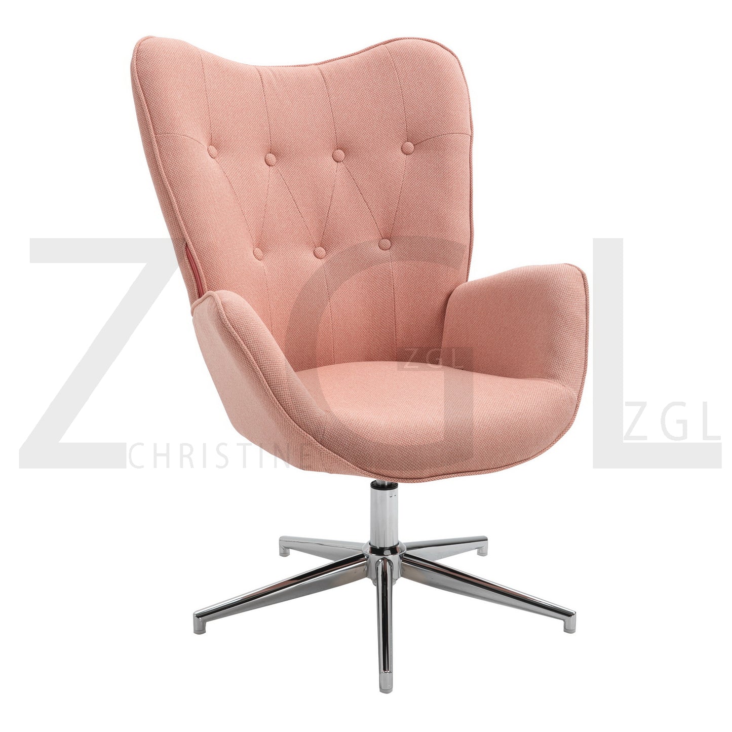 Fabric Accent Chair Modern Tufted Button Wingback Chromed Base Fuchs