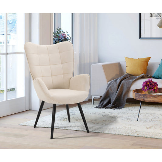 Fabric Accent Chair Modern Tufted Button Wingback Wooden Legs Funkel