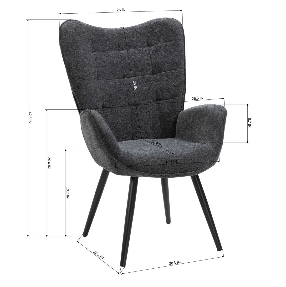 Fabric Accent Chair Modern Tufted Button Wingback Wooden Legs Funkel