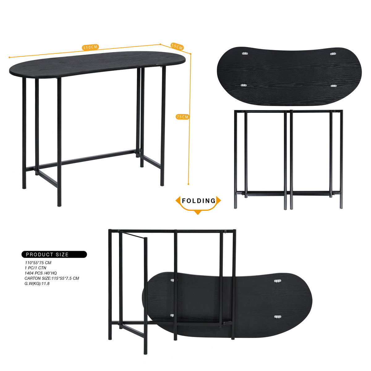Folding Desk Writing Computer Desk Space Saving Geriude