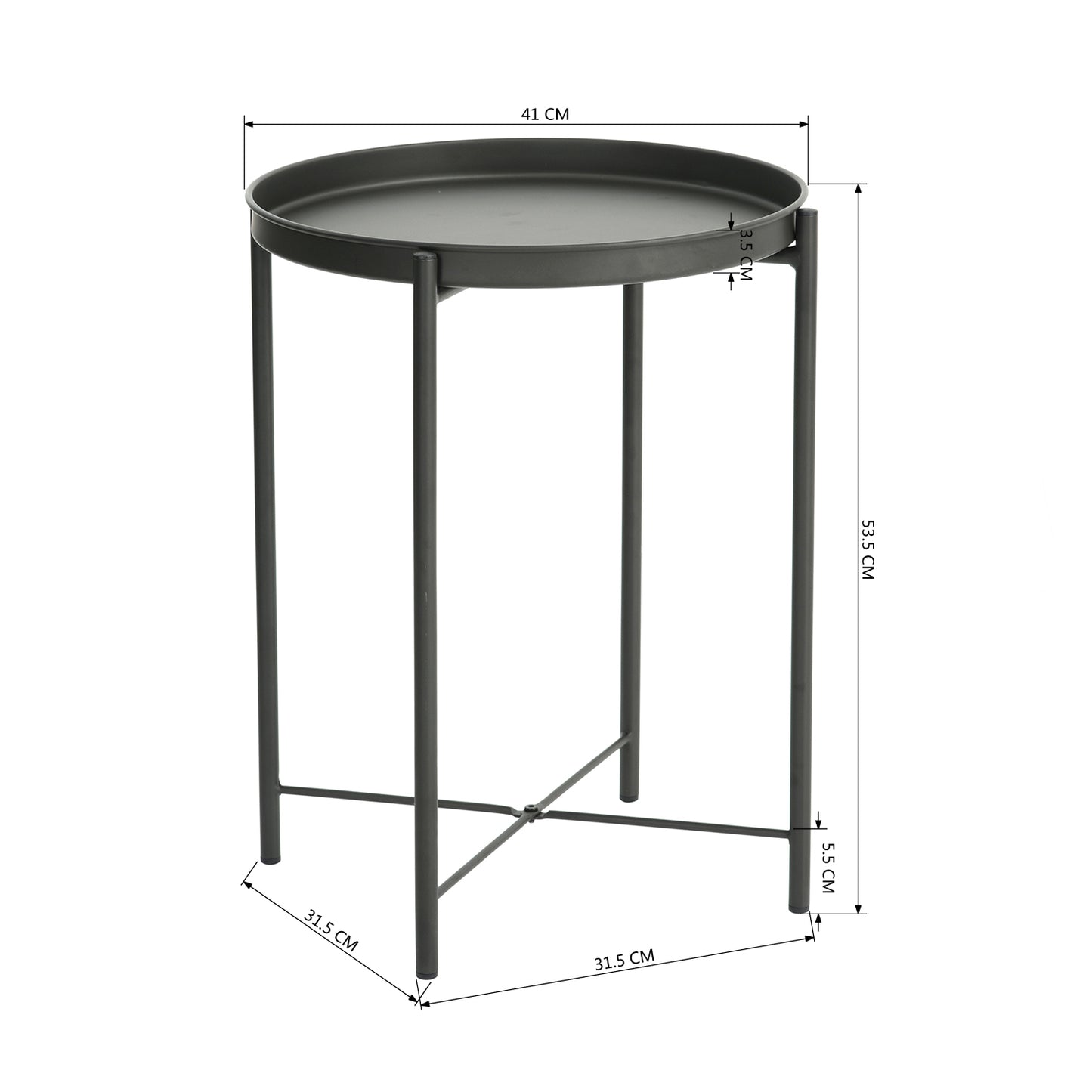 Folding Table with Removable Tray Gladom