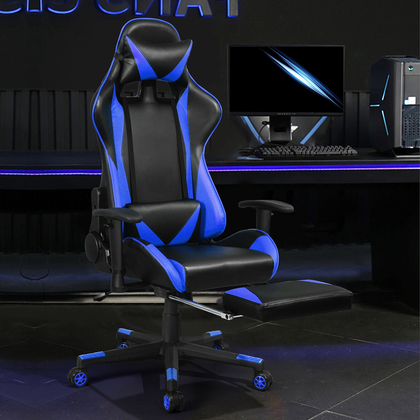 Gaming Chair Racing Office Chair Recliner Swivel Rocker with Headrest and Lumbar Pillow Gordan