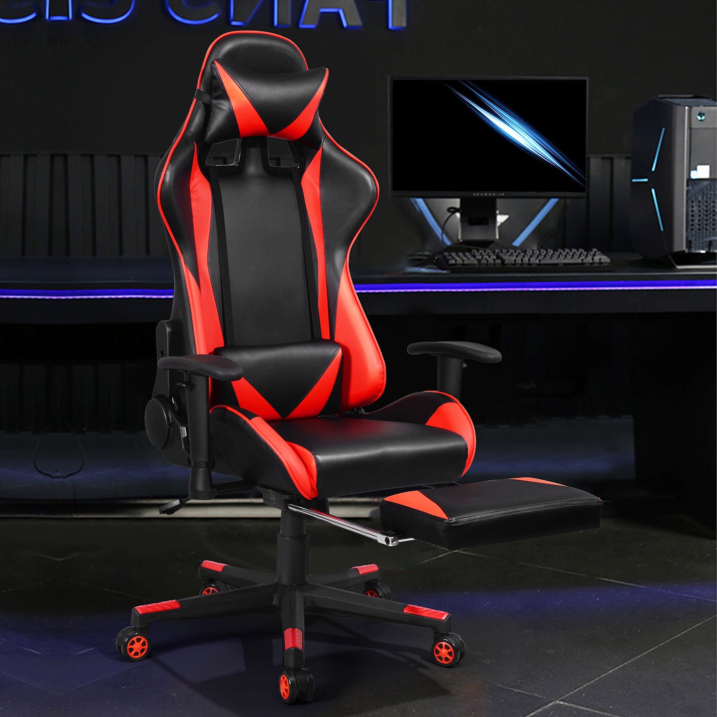 Gaming Chair Racing Office Chair Recliner Swivel Rocker with Headrest and Lumbar Pillow Gordan
