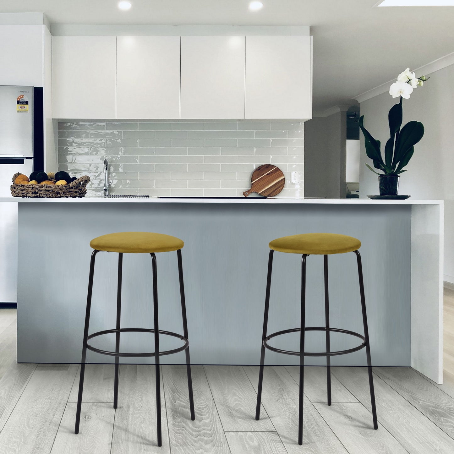 Barstools Velvet Upholstered Backless Bar Stools Hamer