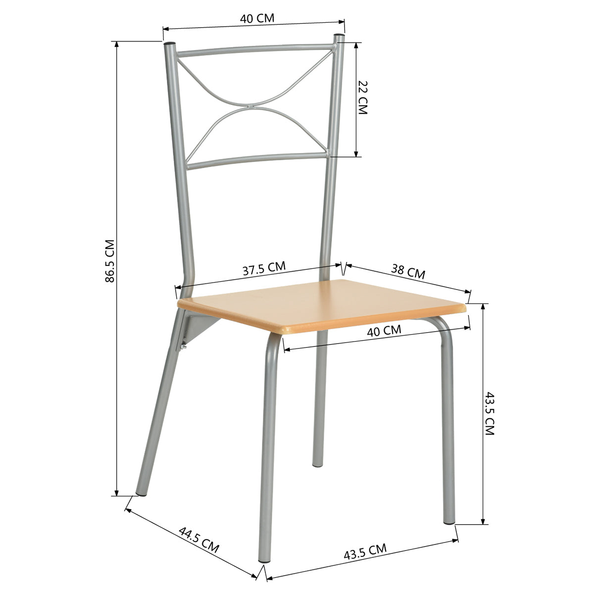 Set of 5 Dining Set 1 Table with 4 Chairs Hampton