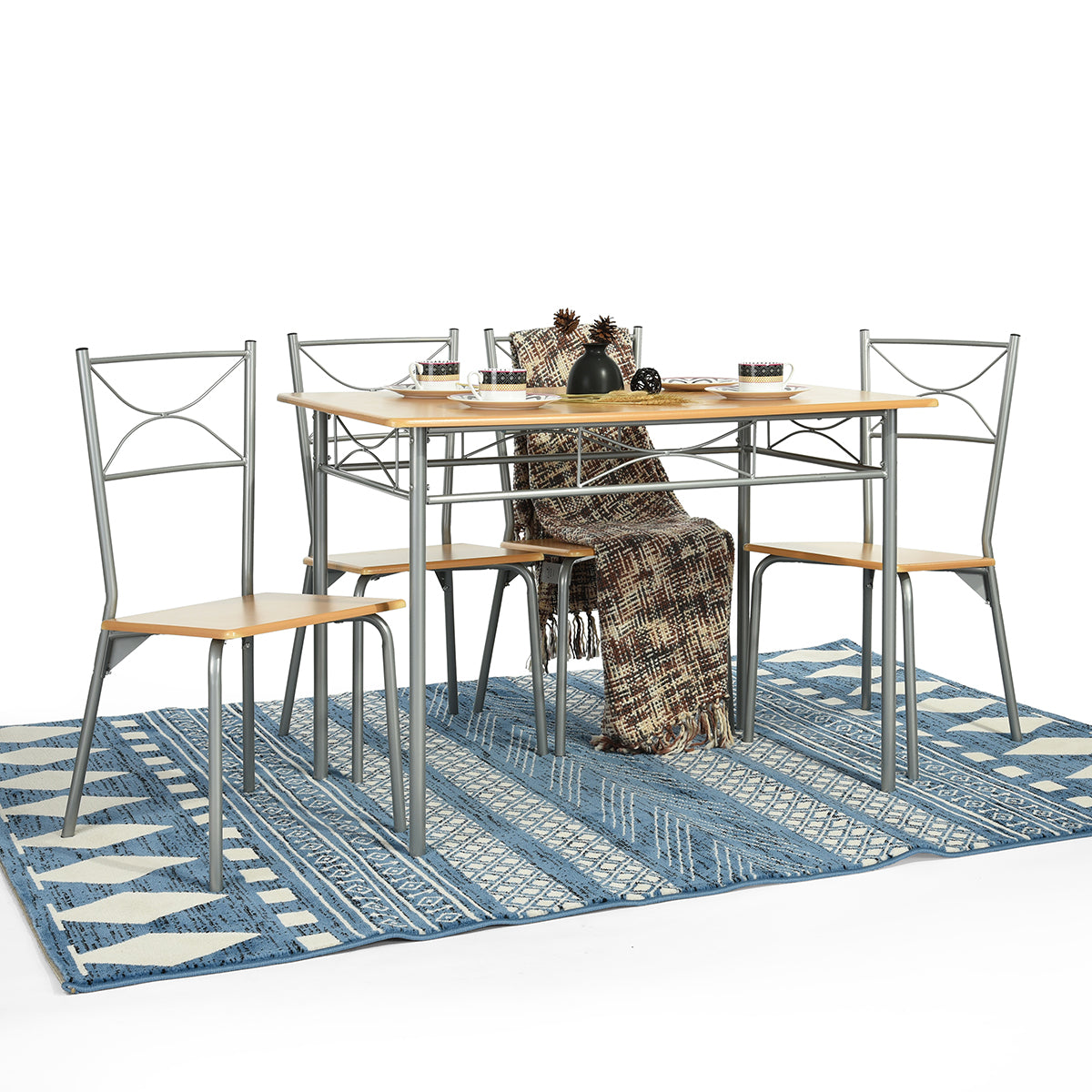 Set of 5 Dining Set 1 Table with 4 Chairs Hampton
