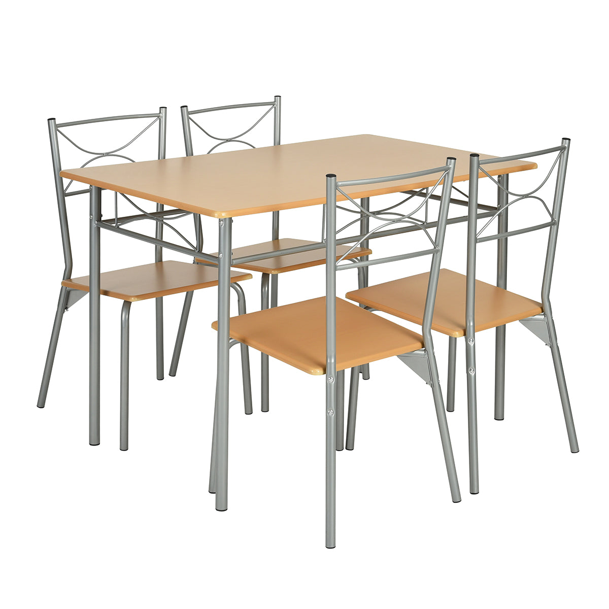 Set of 5 Dining Set 1 Table with 4 Chairs Hampton