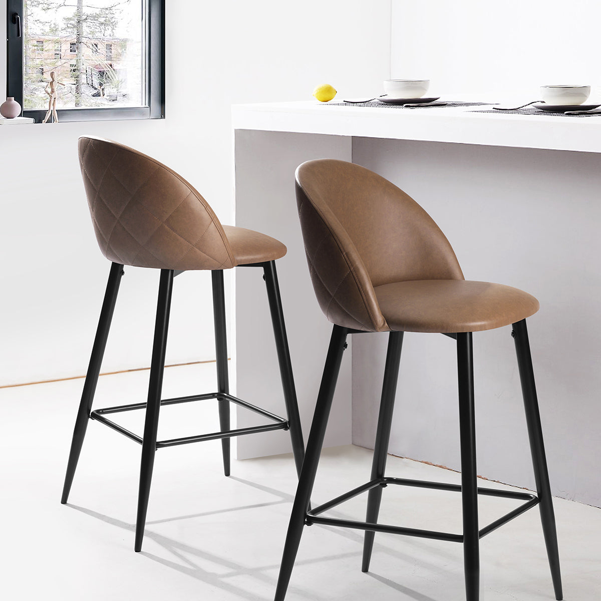 Barstools PU Upholstered Bar Stools Haseeb