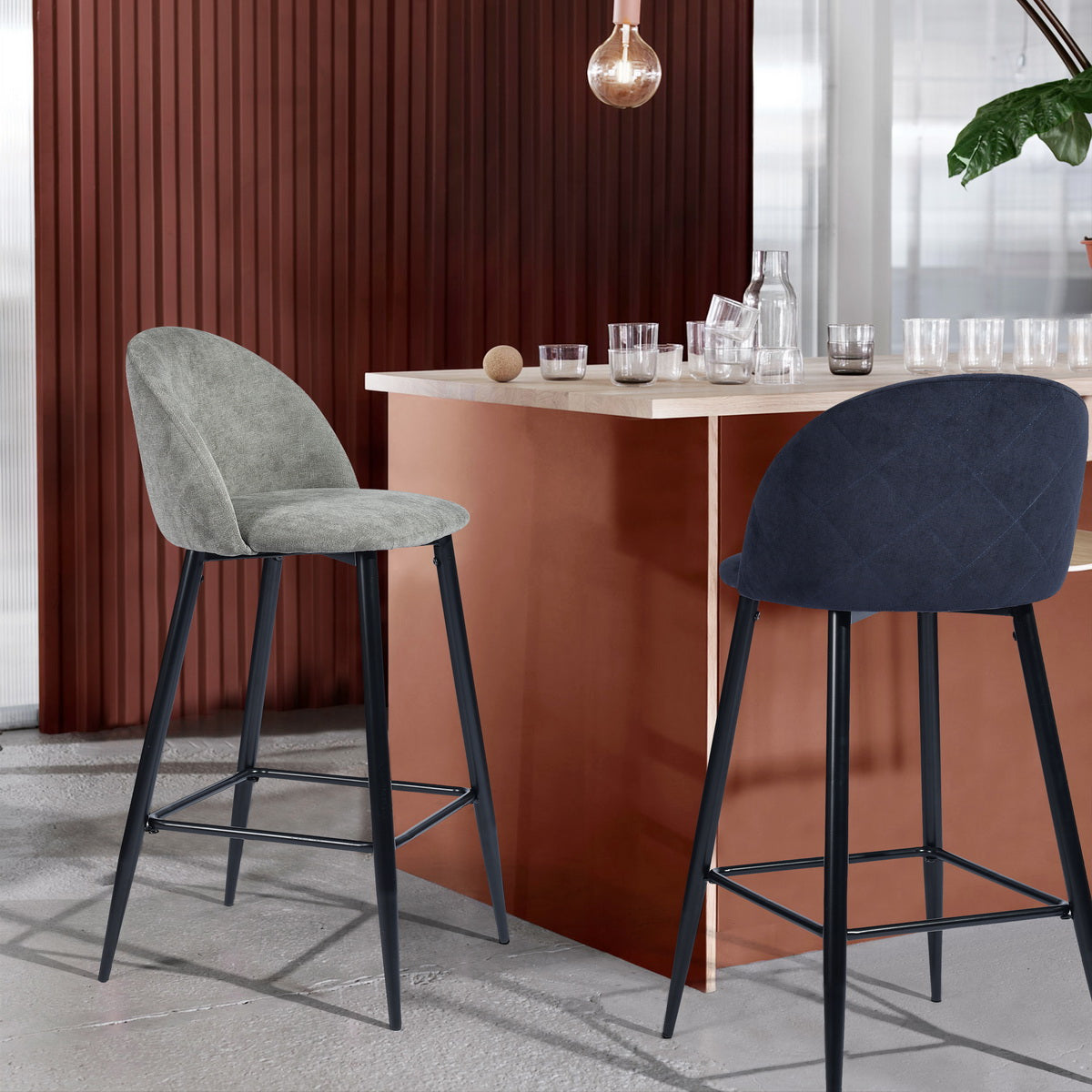 Barstools Fabric Upholstered Bar Stools Haseeb