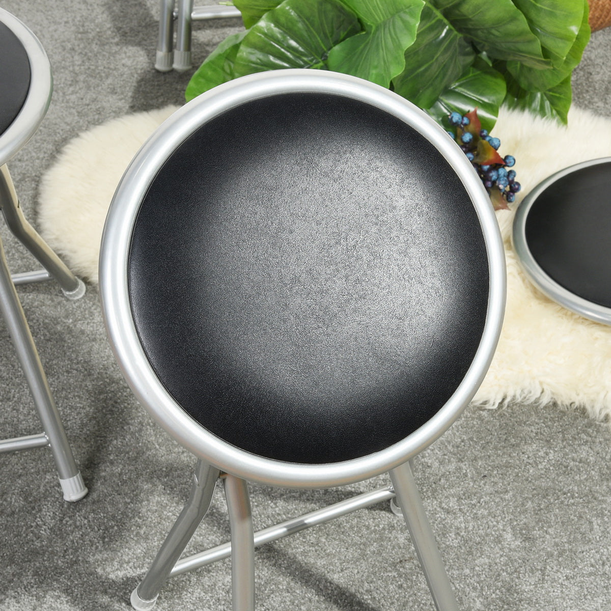 PVC Upholstered Folding Stools Heaven