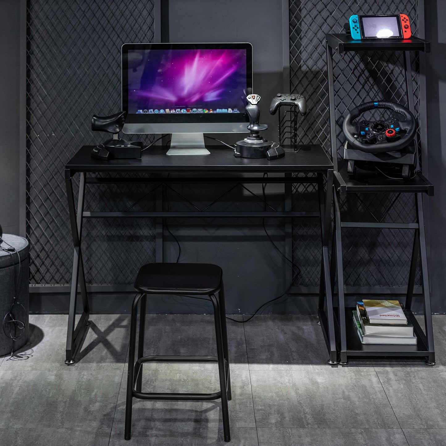 Computer Desk with Storage Shelves Study Writing Table Henia