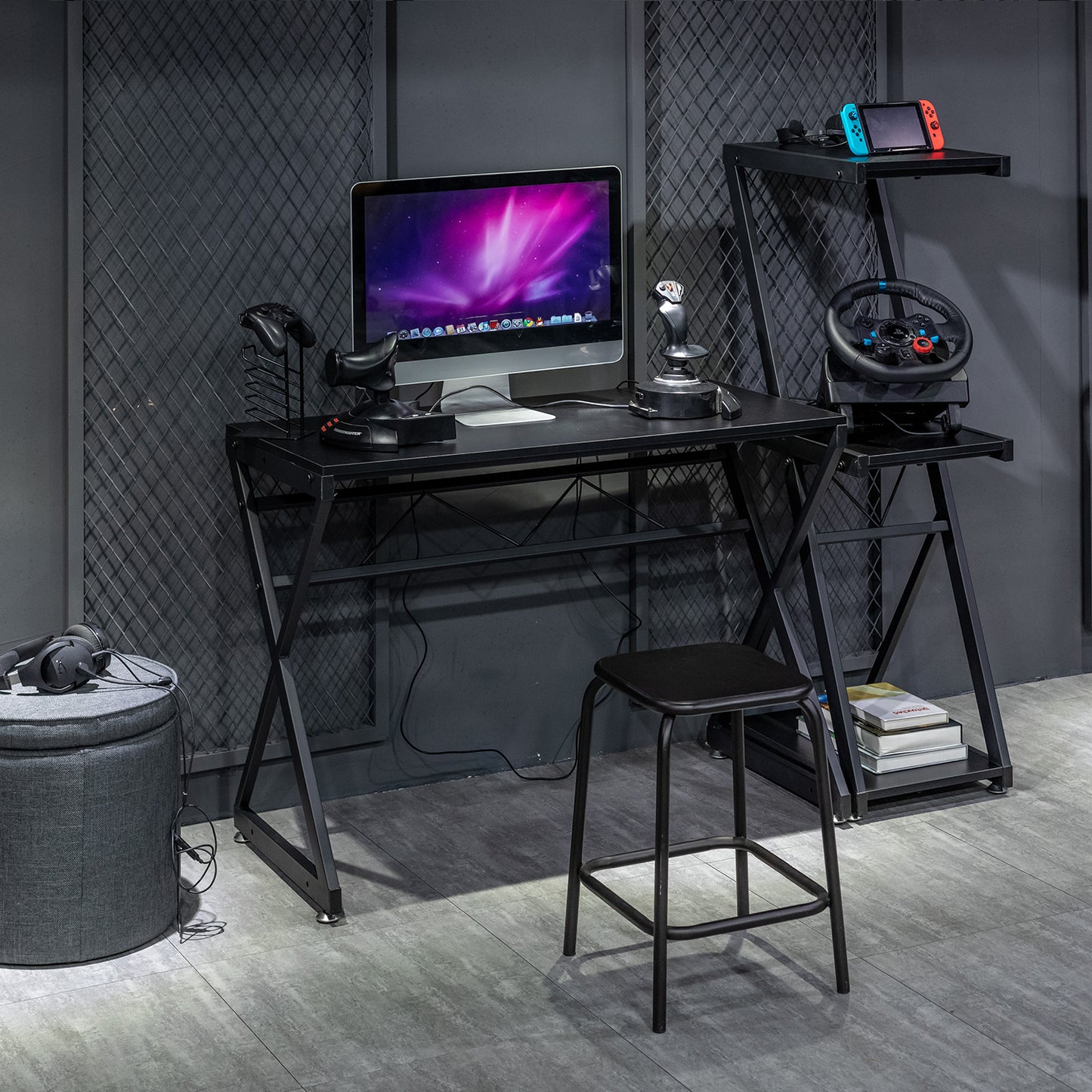 Computer Desk with Storage Shelves Study Writing Table Henia