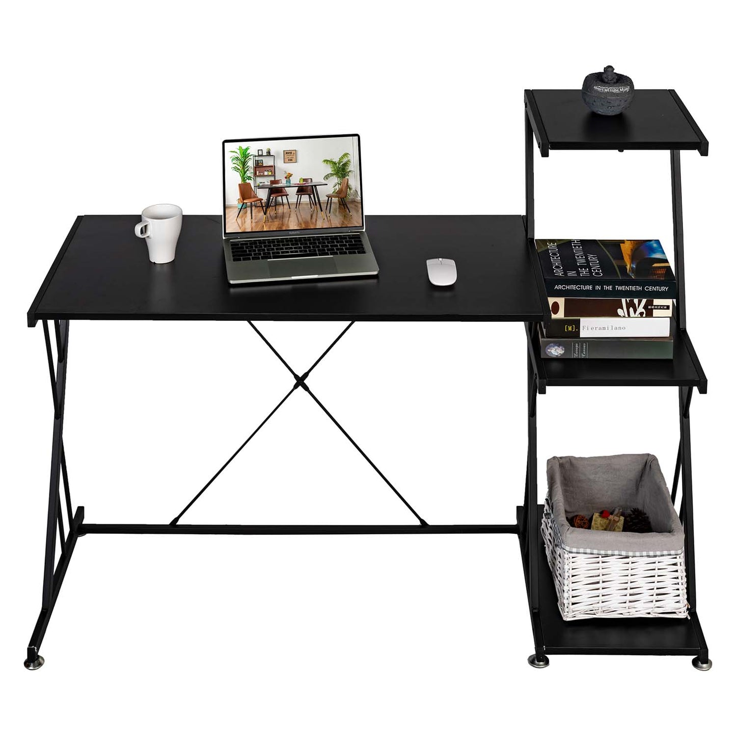 Computer Desk with Storage Shelves Study Writing Table Hobah
