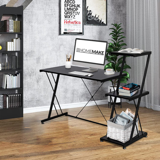 Computer Desk with Storage Shelves Study Writing Table Hobah